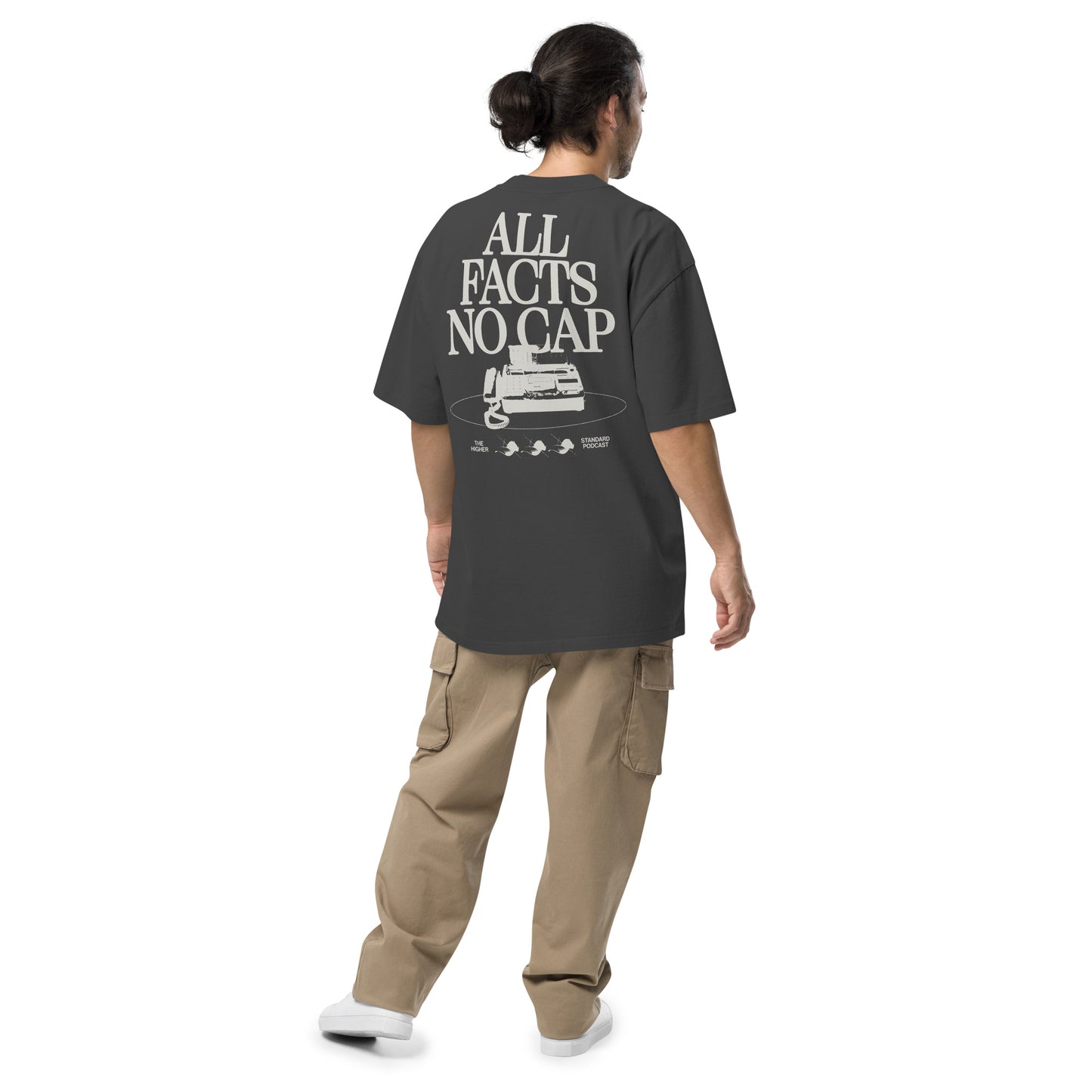 'All Facts No Cap' Oversized Faded T-Shirt
