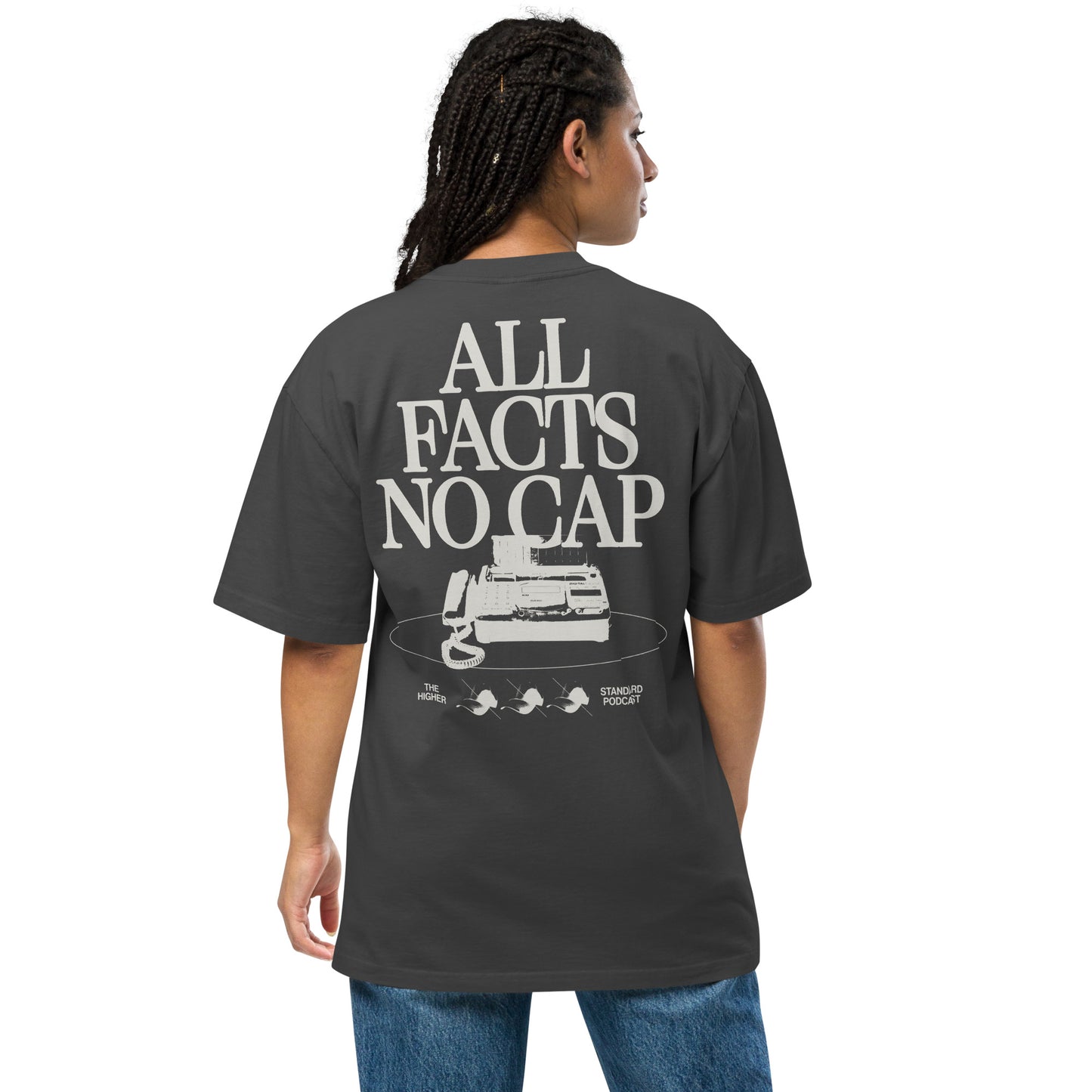'All Facts No Cap' Oversized Faded T-Shirt