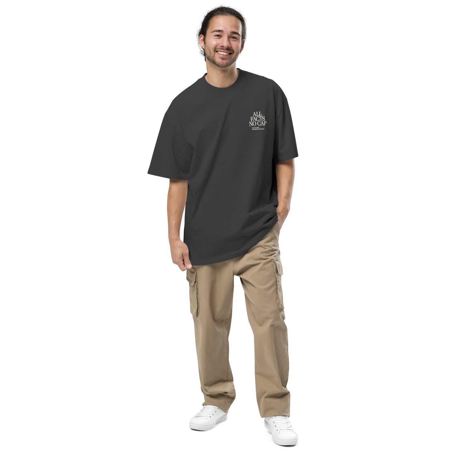 'All Facts No Cap' Oversized Faded T-Shirt